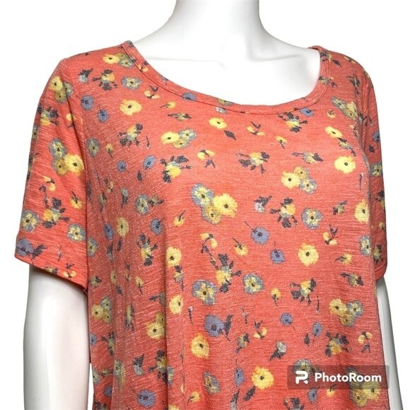Lane Bryant Peach Floral Scoop Neck Pull Over Blouse Top Size 18/20 - Picture 4 of 8
